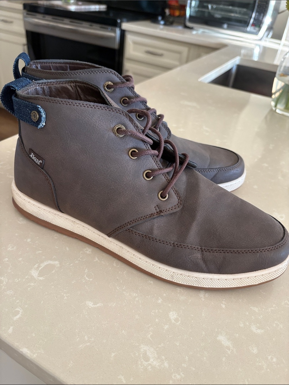 Bass Brown Leather Chukka Boots with White Sole